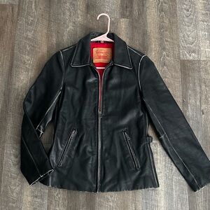 Vintage Levi's Genuine Leather Jacket with Red Lining